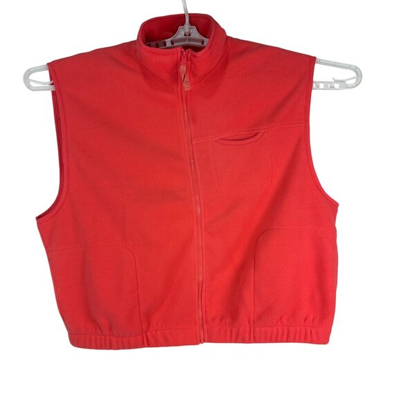Gap Womens Red Fleece Vest Size L Full-Zip Sleeveless Jacket With Pockets - Picture 1 of 5